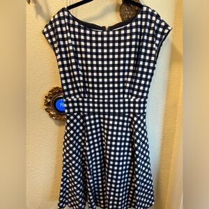 kate spade navy and white gingham fit-and-flare dress